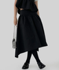 Belted long umbrella skirt